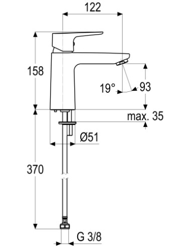 ville Waschtischarmatur XL ohne Ablaufgarnitur, Höhe 15,8 cm