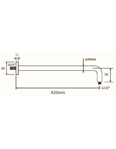 TsB Wandbogen 1/2 42 cm rund, Messing, Chrom