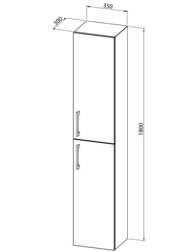 Hochschrank pure basic grip 180 cm mit 2 Türen, B: 35 x H: 180 x T: 30 cm