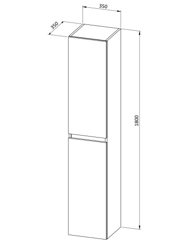 Hochschrank pure basic 180, 2 Türen B: 35 x H: 180 x T: 35 cm