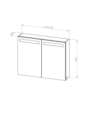 Spiegelschrank adopto vibe 80 cm, weiß glänzend, LED-Beleuchtung, Touch-Schalter, beheizter Spiegel