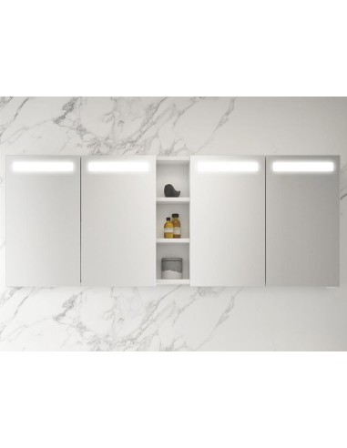 Spiegelschrank adopto vibe 160 cm, weiß glänzend, LED-Beleuchtung, Touch-Schalter, beheizter Spiegel