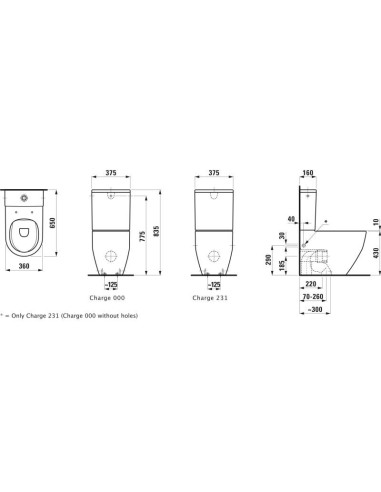 Laufen Pro Stand-Tiefspül-WC für Spülkasten, rimless, Ausladung 65 cm, Vario-Abgang, weiß